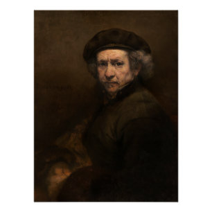 Rembrandt Self-Portrait with Beret Glossy Poster