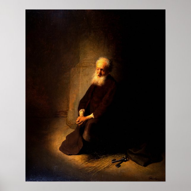 Rembrandt - St. Peter In Prison, Apostle Peter Poster (Front)
