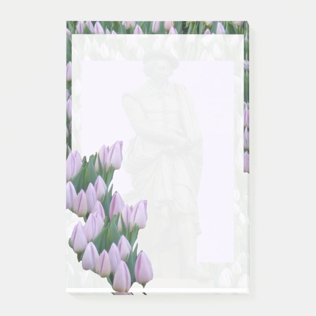 Rembrandt Statue Amsterdam Tulips Post it Notes (Front)