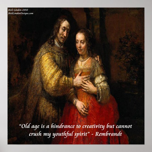 Rembrandt "The Jewish Bride" & Famous Quote Poster (Front)