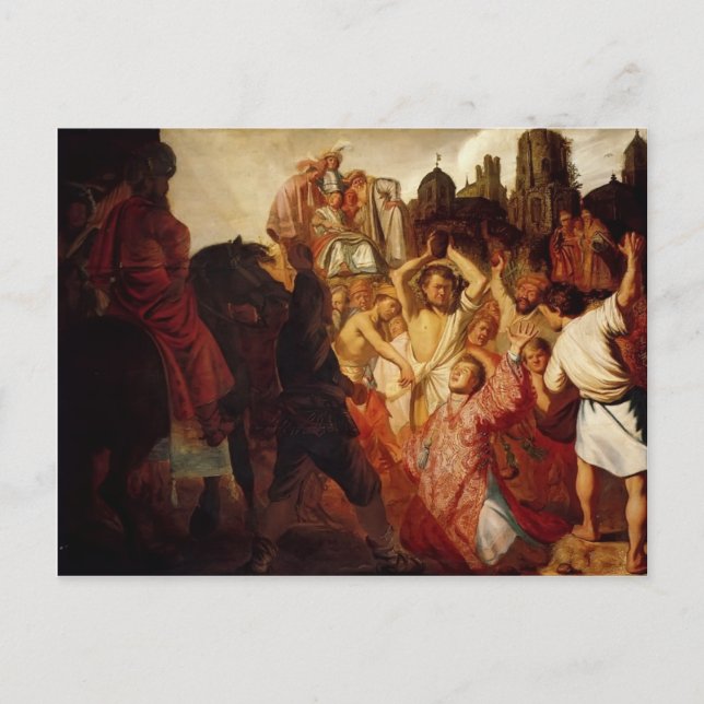Rembrandt- The Stoning Of St. Stephen Postcard (Front)