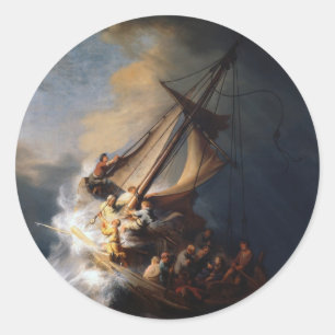 Rembrandt The Storm on the Sea of Galilee Classic Round Sticker