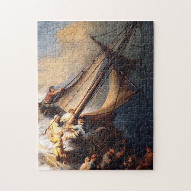 Rembrandt Van Rijn Christ In The Storm Sea Galilee Jigsaw Puzzle (Vertical)
