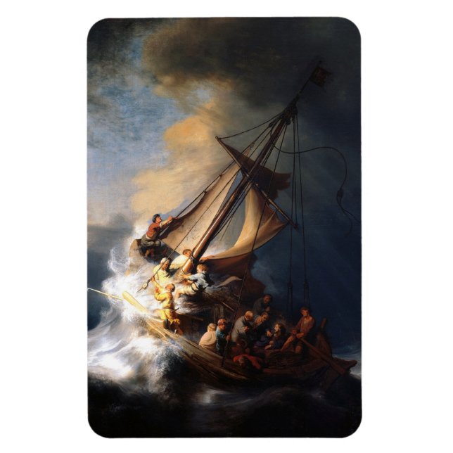 Rembrandt Van Rijn Christ In The Storm Sea Galilee Magnet (Vertical)