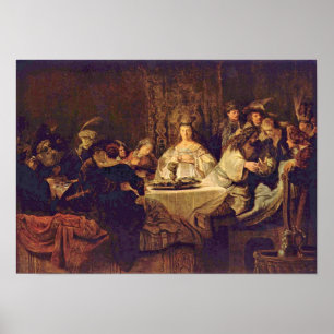 Rembrandt van Rijn - Samson at the wedding table Poster