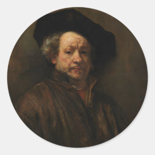 Rembrandt van Rijn's Self Portrait Fine Art Classic Round Sticker