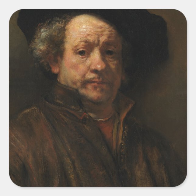 Rembrandt van Rijn's Self Portrait Fine Art Square Sticker (Front)