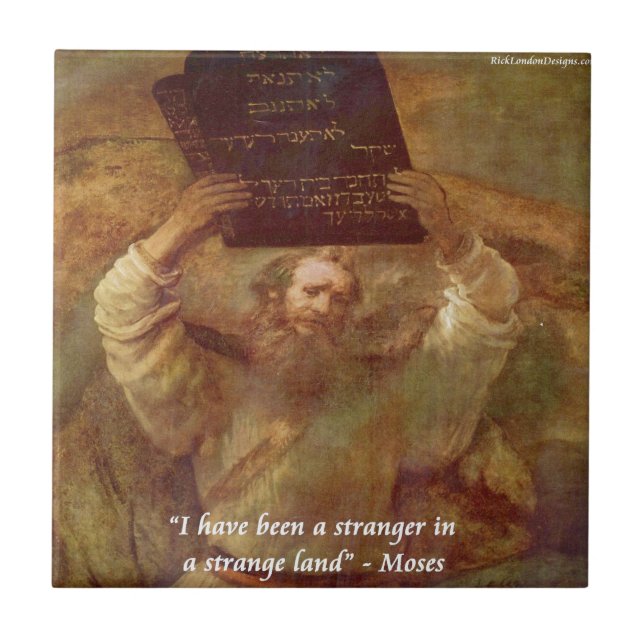 Rembrandt's Moses & Biblical Quote Tile (Front)