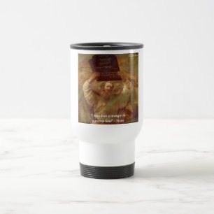 Rembrandt's Moses & Biblical Quote Travel Mug