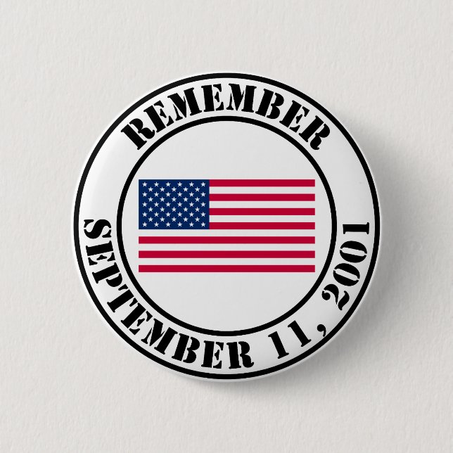Remember 9/11 6 cm round badge (Front)