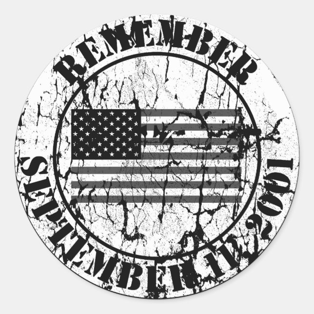 Remember 9/11 classic round sticker (Front)