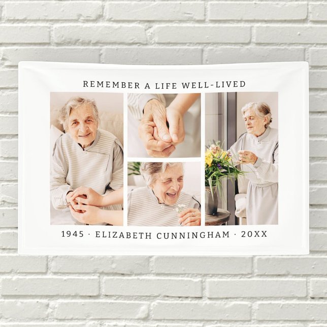 Remember A Life Modern Simple 4 Photo Collage Banner (Creator Uploaded)