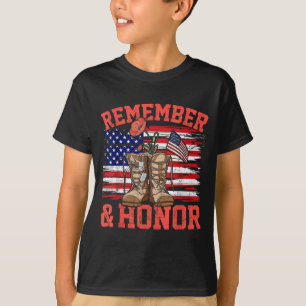 Remember and Honour The Fallen Red Poppy Flag T-Shirt