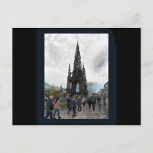 Remember at the Scots monument Edinburgh, Scotland Postcard