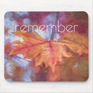 Remember Autumn Maple Leaf Photo Art Mouse Mat