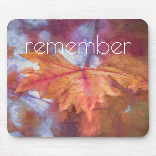 Remember Autumn Maple Leaf Photo Art Mouse Mat (Front)