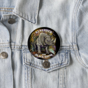 Remember Black Rhino 7.5 Cm Round Badge