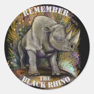 Remember Black Rhino Classic Round Sticker
