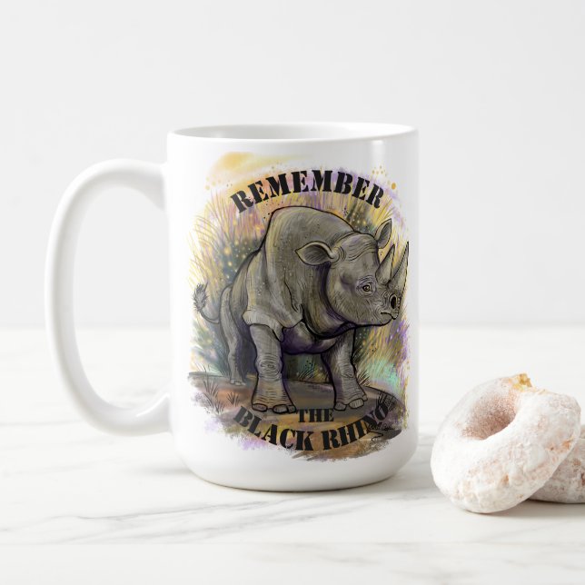 Remember Black Rhino Coffee Mug (With Donut)