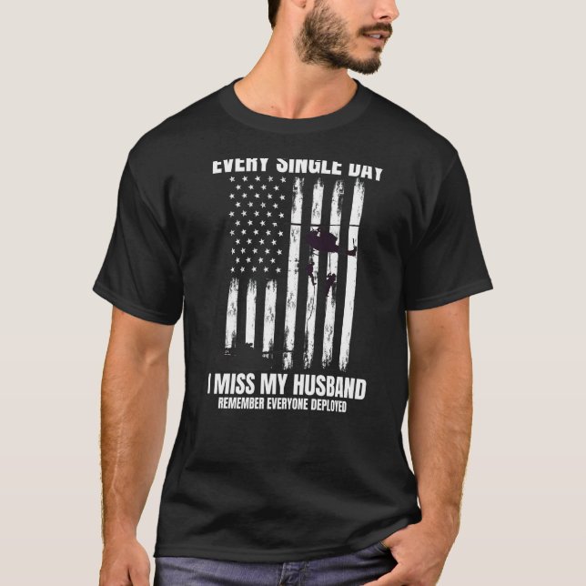 Remember Everyone Deployed Husband Red Friday Amer T-Shirt (Front)