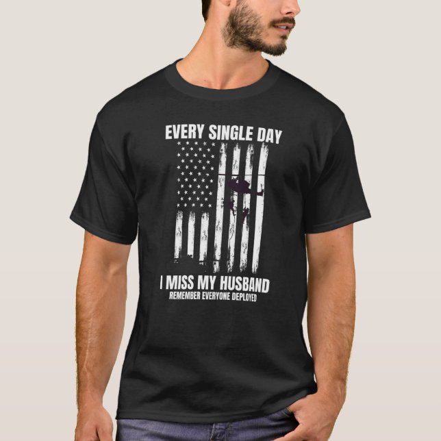 Remember Everyone Deployed Husband Red Friday Amer T-Shirt (Front)