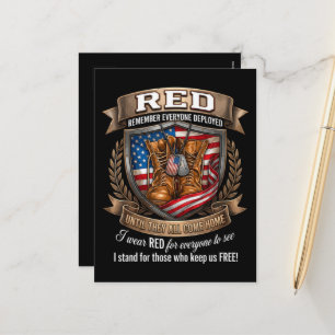 Remember Everyone Deployed Military Red Friday Holiday Postcard