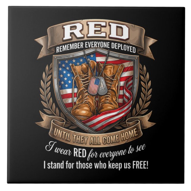 Remember Everyone Deployed Military Red Friday Tile (Front)
