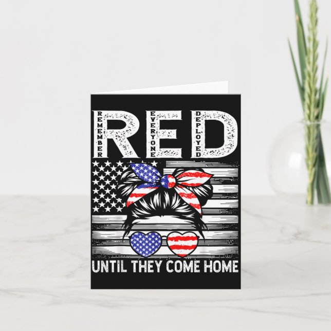 Remember Everyone Deployed RED Military Family Card (Front)