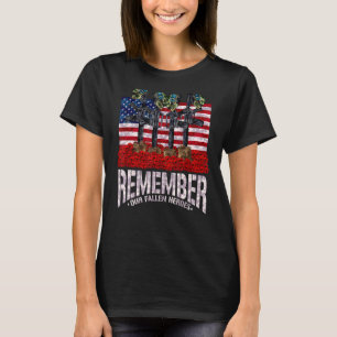 Remember Fallen Heroes Poppy Memorial Day Veteran  T-Shirt