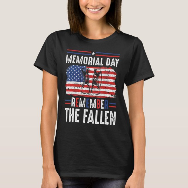 Remember Fallen Heroes Poppy Memorial Day Veteran  T-Shirt (Front)