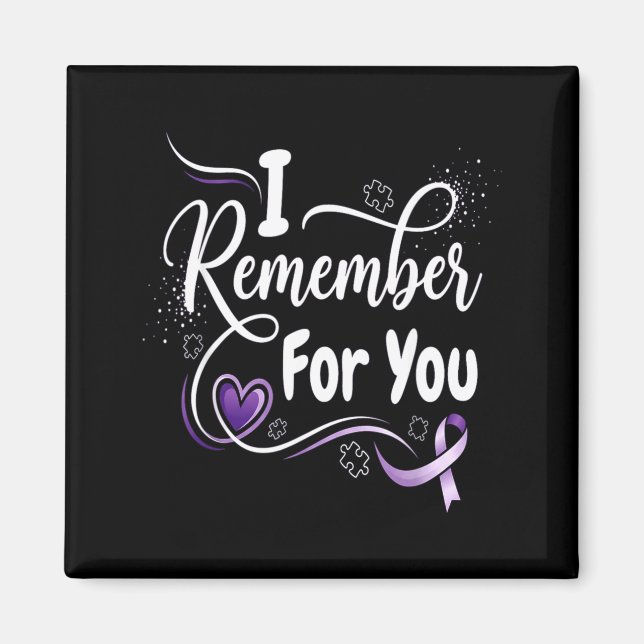 Remember for purple ribbon support alzheimer magnet (Front)