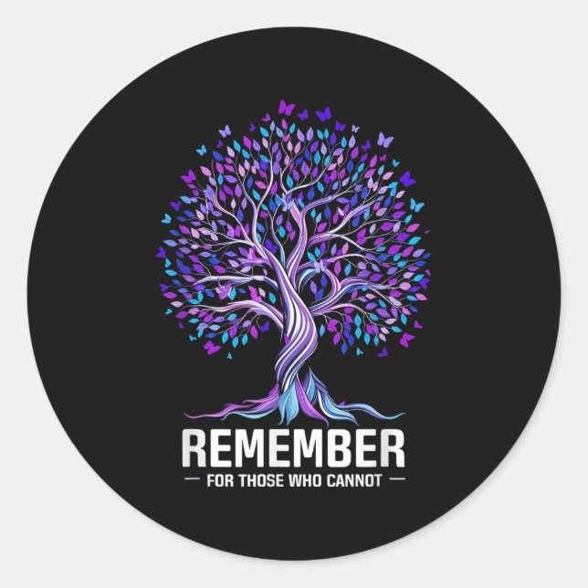 Remember For Those Who Cannot Heimer's Awareness W Classic Round Sticker (Front)