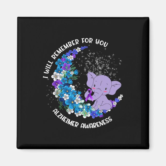 Remember For You Alzheimerheimer Awareness Elephan Magnet (Front)