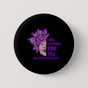 Remember For You Butterfly Alzheimerheimer Awarene 6 Cm Round Badge