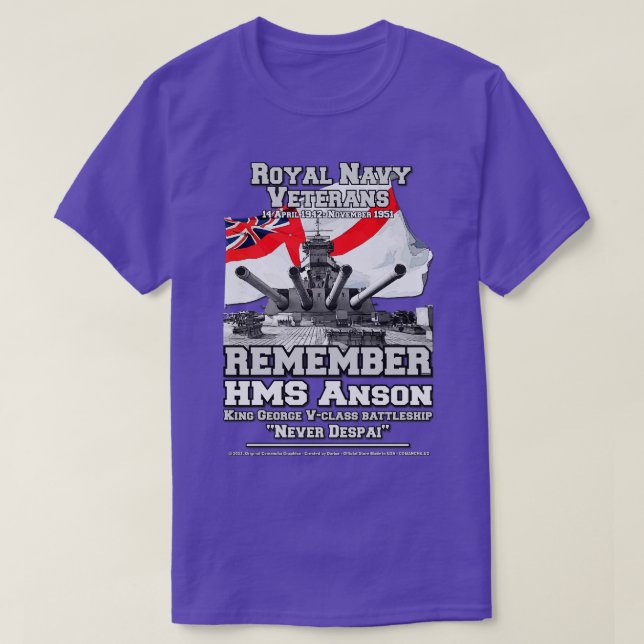 REMEMBER HMS ANSON British Battleship T-Shirt (Design Front)