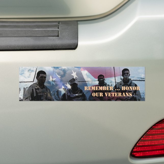 Remember Honour our Veterans Veteran Bumper Sticke Bumper Sticker (On Car)