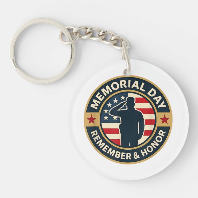 Remember & Honour Patriotic Veterans Memorial Day Key Ring (Front)