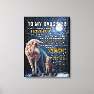 Remember How Much I Love U Wolf Dad To Daughter  Canvas Print