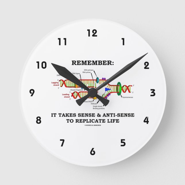 Remember: It Takes Sense Anti-Sense To Replicate Round Clock (Front)
