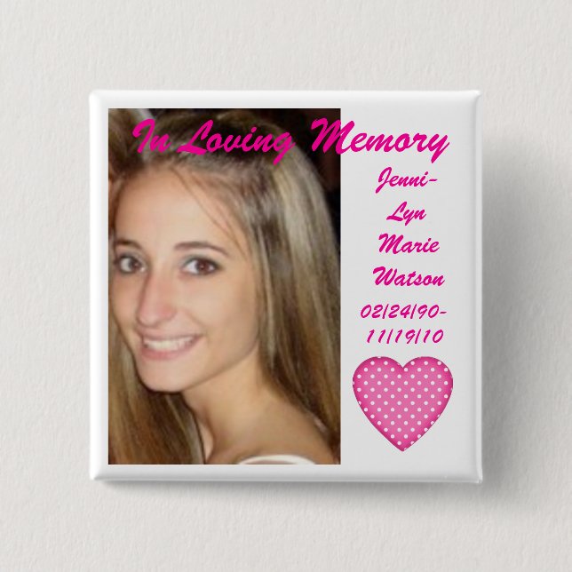 Remember Jenni 15 Cm Square Badge (Front)