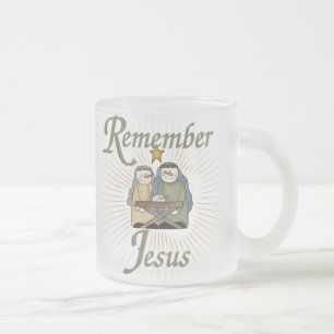 Remember Jesus Frosted Glass Coffee Mug