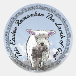 Remember Lamb of God Easter Digital Art on Sky Classic Round Sticker