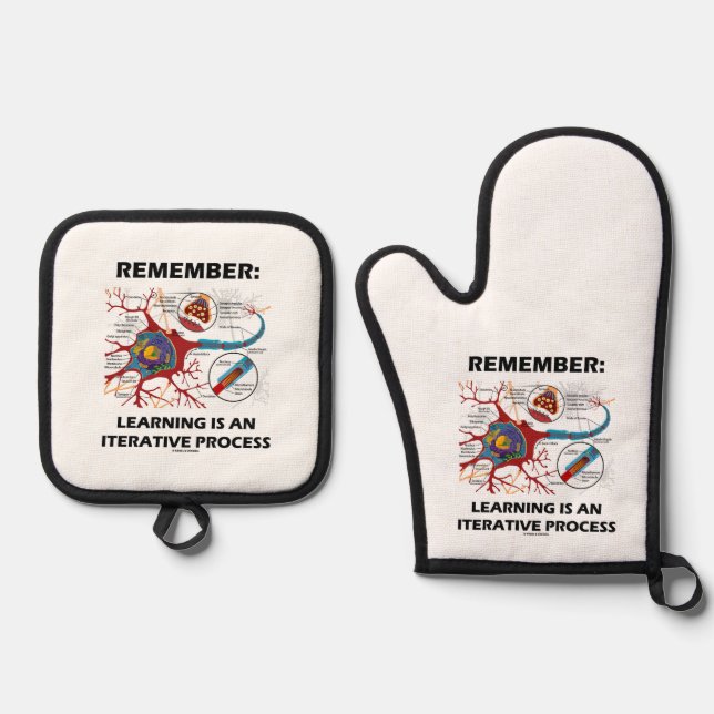 Remember: Learning Is An Iterative Process Synapse Oven Mitt & Pot Holder Set (Front)