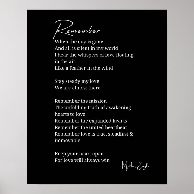 Remember Love poem poster wall art decor  (Front)