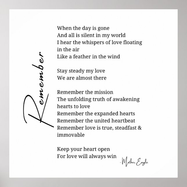 Remember Love poem poster wall art decor  (Front)
