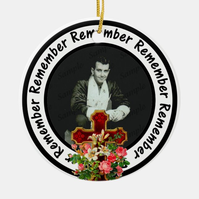 Remember Loved One Frame Circle Add Your Photo Ceramic Tree Decoration (Front)