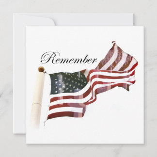 Remember Memorial Day - Crosses Within Old Glory Invitation