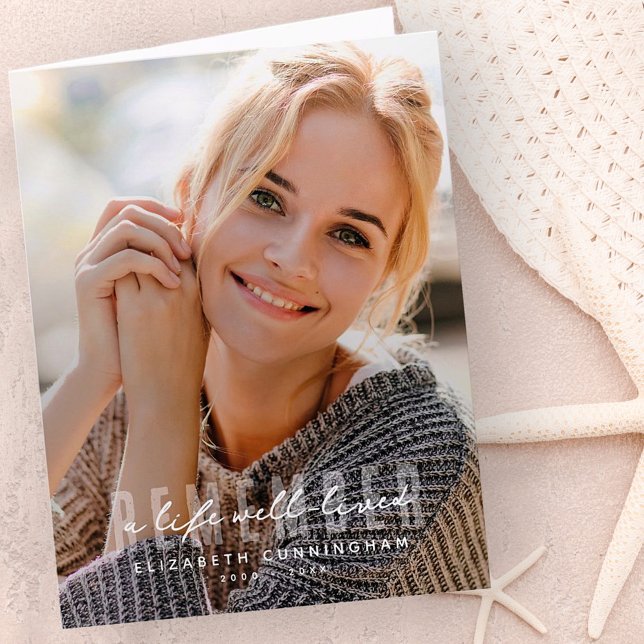 Remember Memorial Modern Simple Elegant Photo Thank You Card (Creator Uploaded)