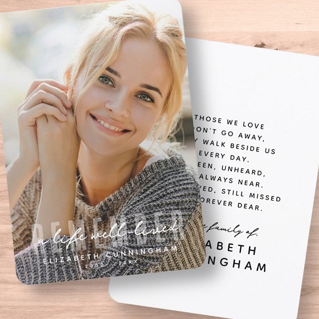 Remember Memorial Modern Simple Elegant Photo Thank You Card (Creator Uploaded)