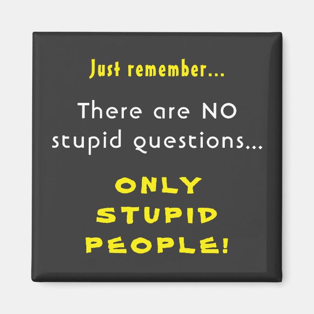 Remember No Stupid Questions Only Stupid People Magnet (Front)